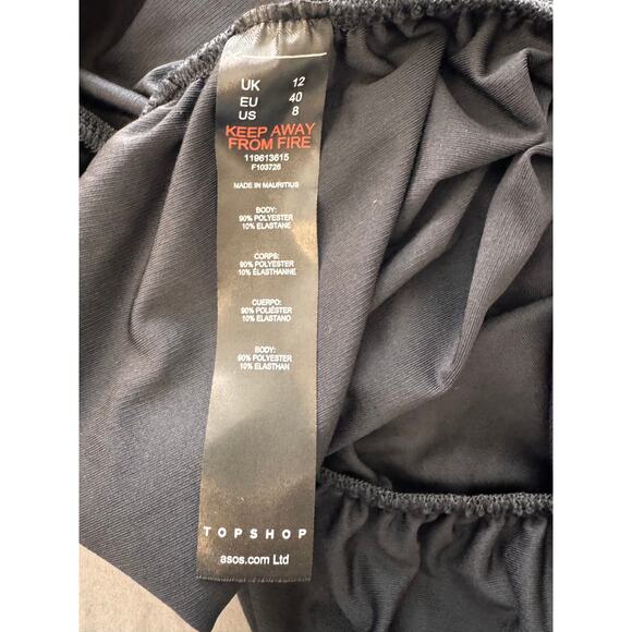 New NORDSTROM TOPSHOP Black Ruched Jersey Midi Skirt Size 8 - Picture 8 of 9